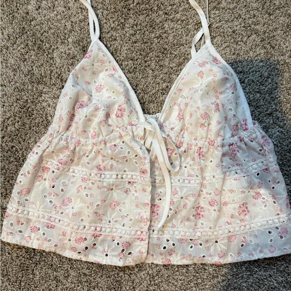 Floral Eyelet Lace Crop Top